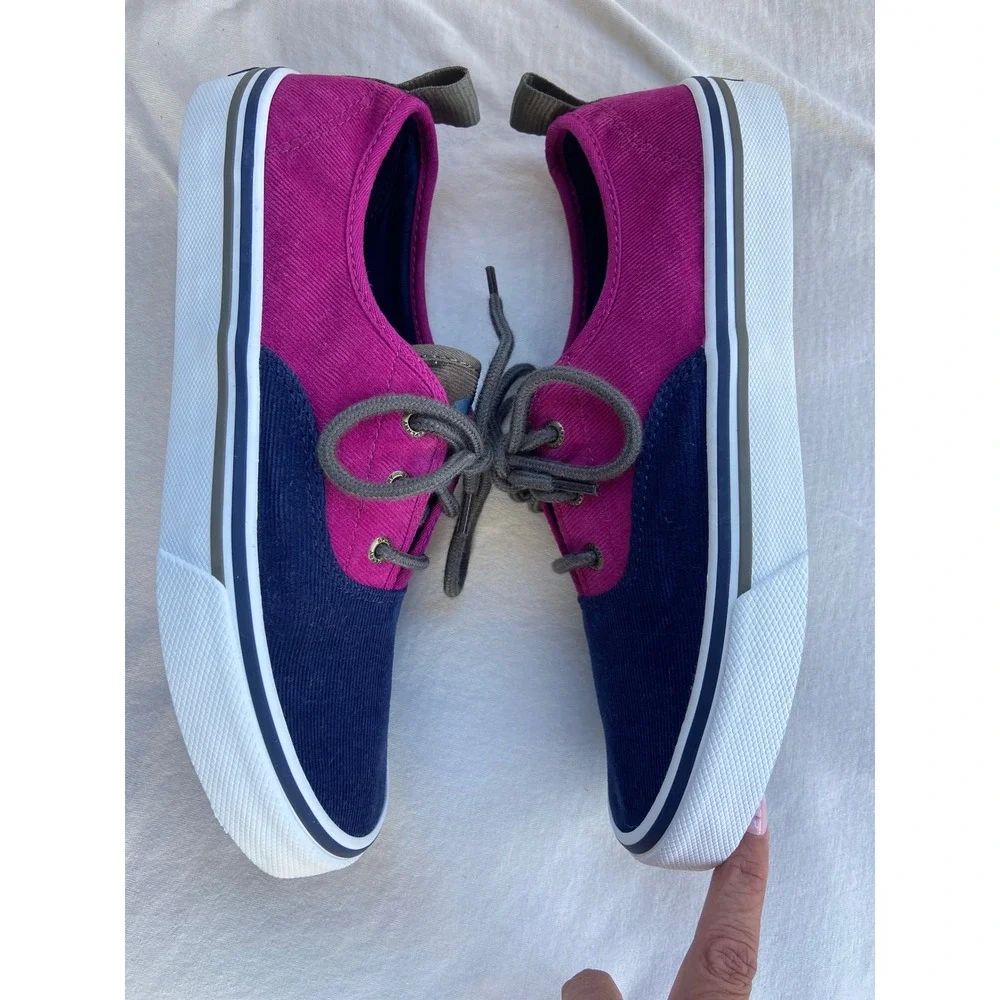 Sperry Top-Sider Crest Vibe Corduroy Sneakers Magenta Navy Blue Women Casual 7.5
